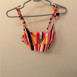 Aerie Ruffle Bikini Top Stripes